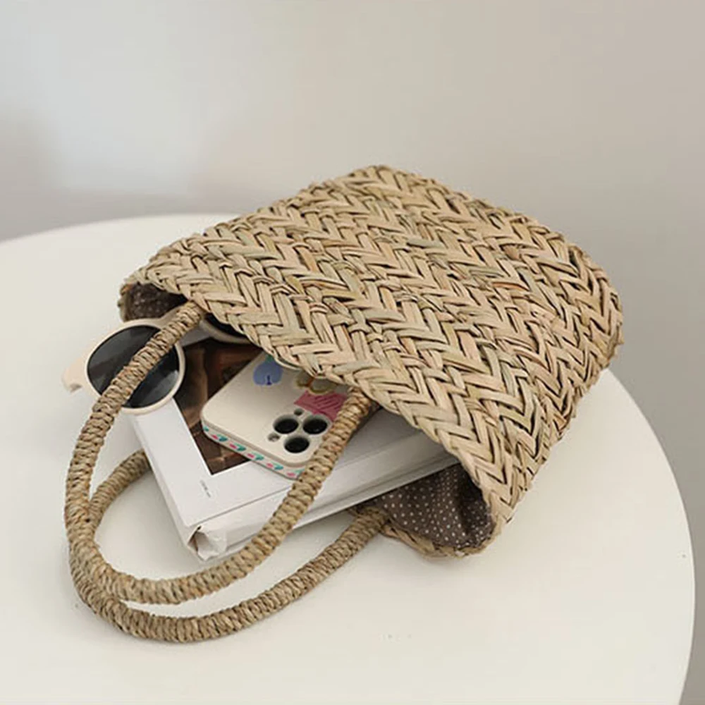 Bohemian Rattan Bag Handbags and Purse Woven Straw Basket Bags for Women 2022 Bali Travel Beach Bag Vacation Shopper Tote Clutch