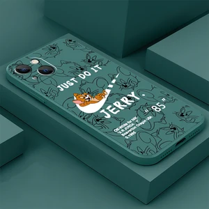 cartoon cute cat mouse funda phone case for iphone 11 13 12 pro max 12 13 mini x xr xs max se 2020 7 8 6s plus celular silicone free global shipping