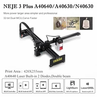 new neje 3 plus a40640a40630n40630 profession cnc laser engraver wood cutter stainless steel engraving printer lightburn