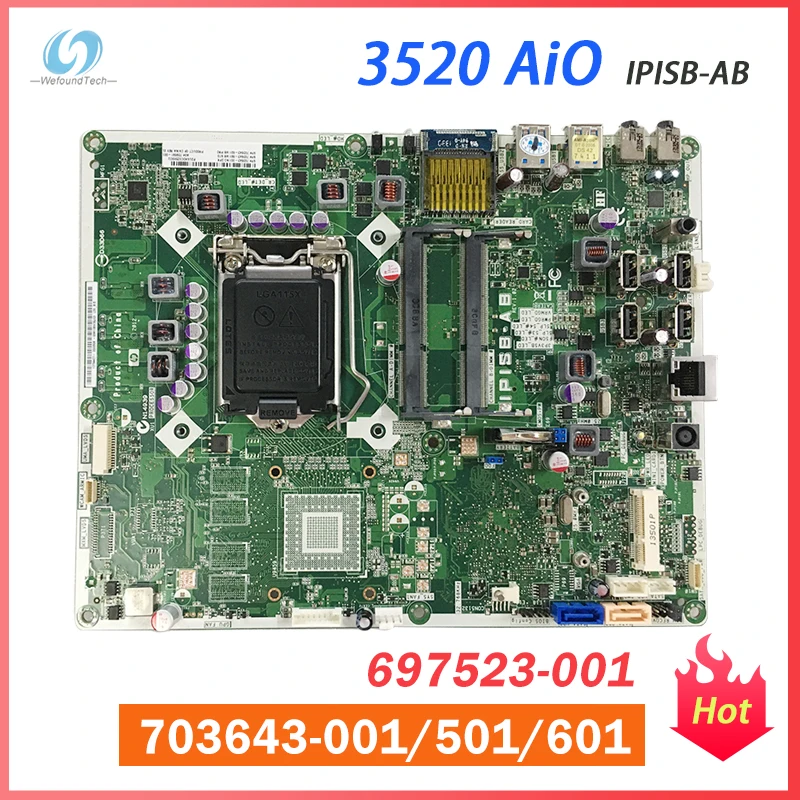 Desktop High quality motherboard for 3520 AiO 703643-001 703643-501 703643-601 697523-001 IPISB-AB System Board Fully Tested