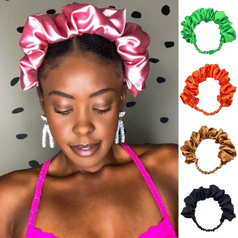 

Повязка для волос атласная широкая однотонная в ретро стиле