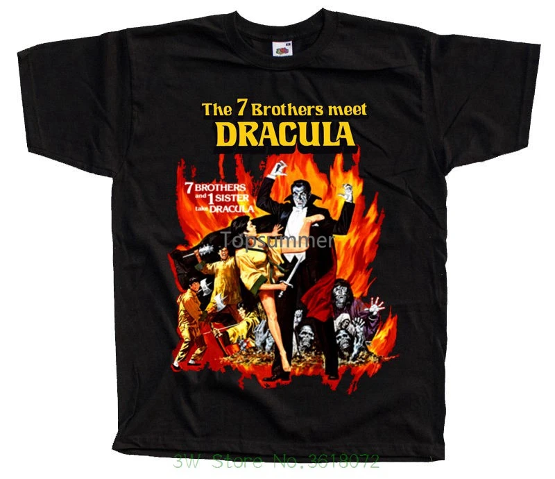 

Стильные винтажные футболки с коротким рукавом, забавная черная футболка с Дракулой для 7 братьев, все размеры S 5Xl