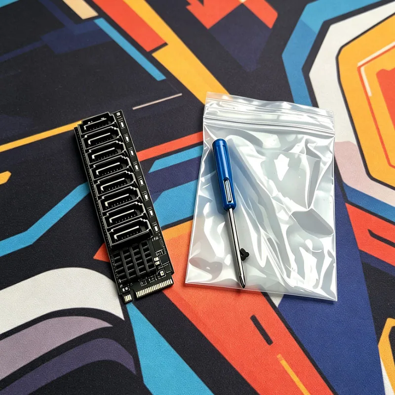 Фото Карта расширения M.2 PCIE на SATA ASM1166 6 Гбит/с NVME M.2 M-Key PCIE3.0 с 8 портами SATA3 и интеллектуальным индикатором для настольных ПК №1