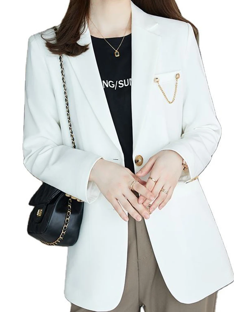 High-quality Casual Blue Business Blazer Women's Coats with Pocket for Women Fashion Office lady Outwear formal Jacket