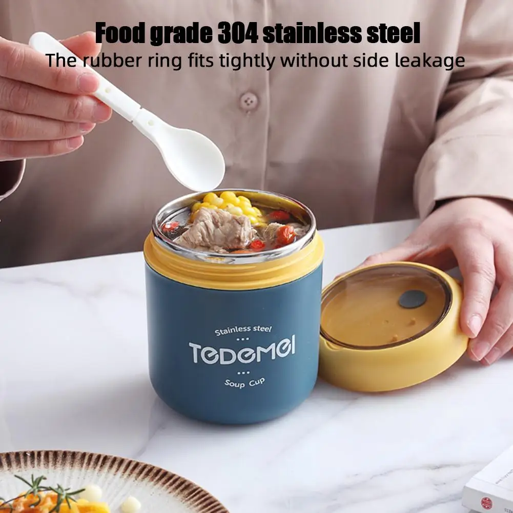 

316 Stainless Steel Insulated Lunch Box Barrel Double-layer Japanese Soup Cup Sealed Breakfast Cup with Lid Spoon Student