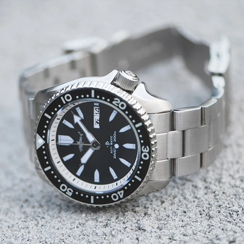 Механические часы HEIMDALLR Sharkey SKX мужские для дайвинга сапфировый белый циферблат