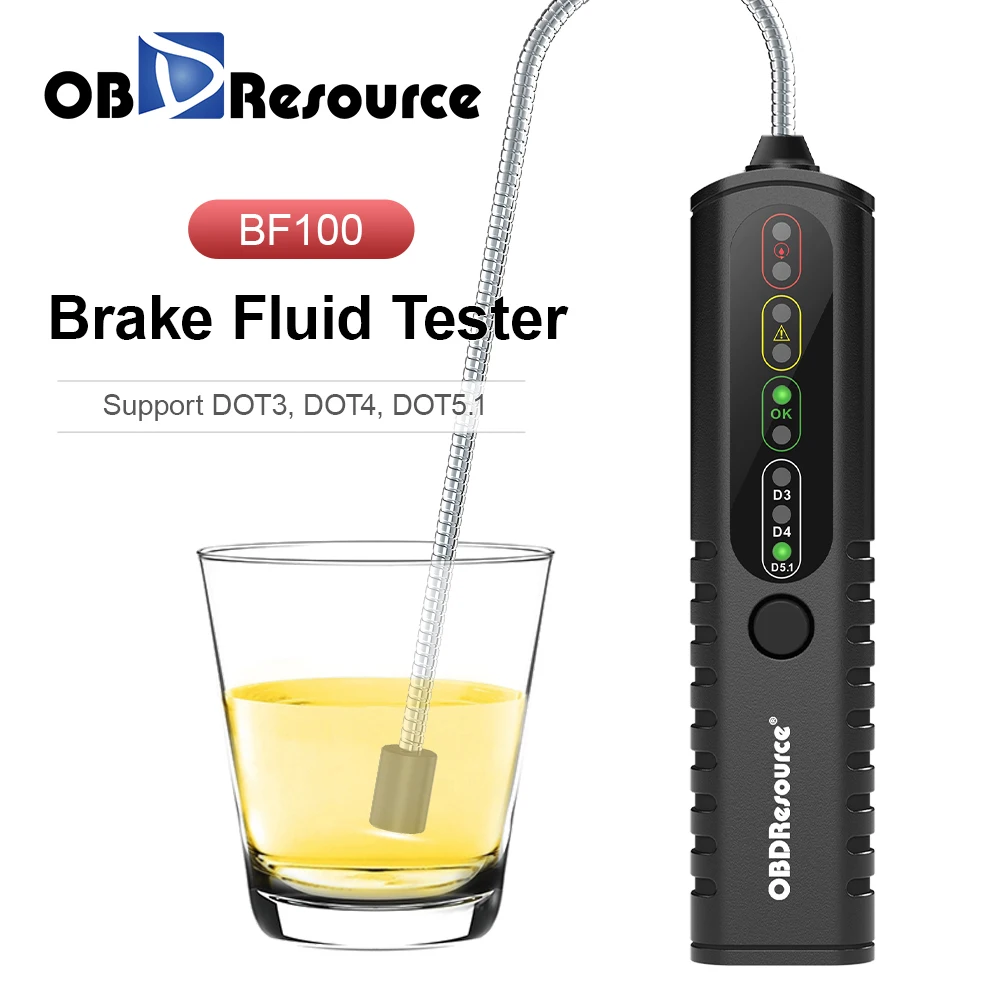 Obdresources автомобильный тестер тормозной жидкости BF100 светодиодные индикаторы DOT3 DOT4 DOT5.1 автомобильный детектор качества масла диагностический инструмент универсальный