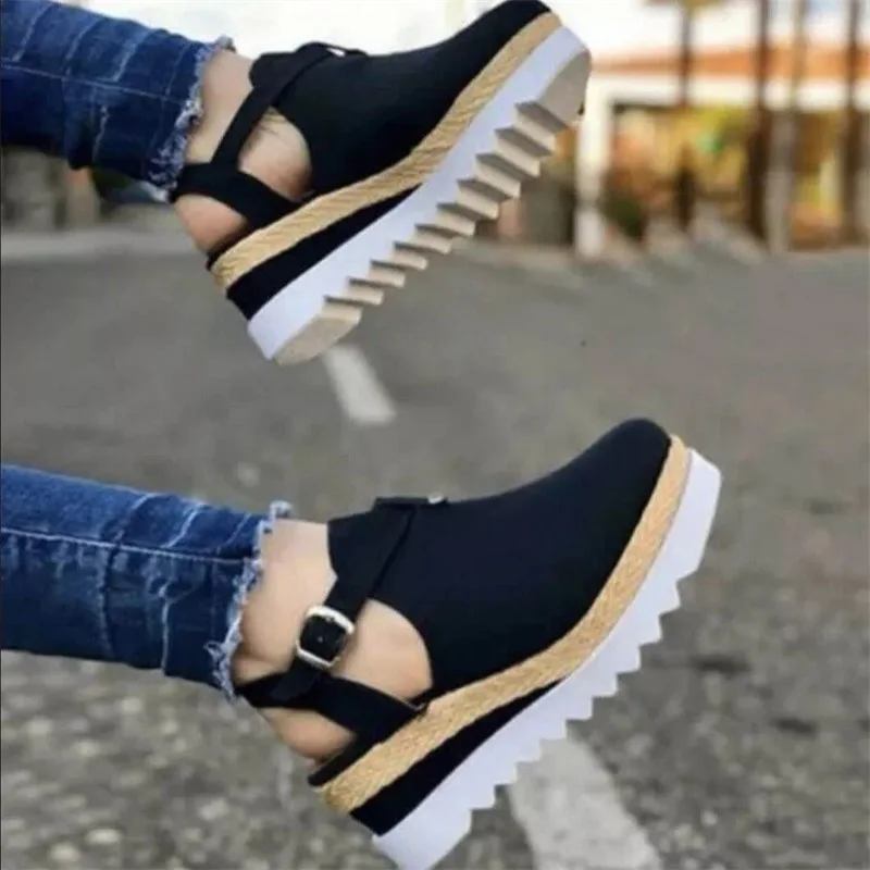 

Сандалии женские на толстой подошве, босоножки в римском стиле, с круглым носком, однорядные, с пряжкой, большие размеры, весна