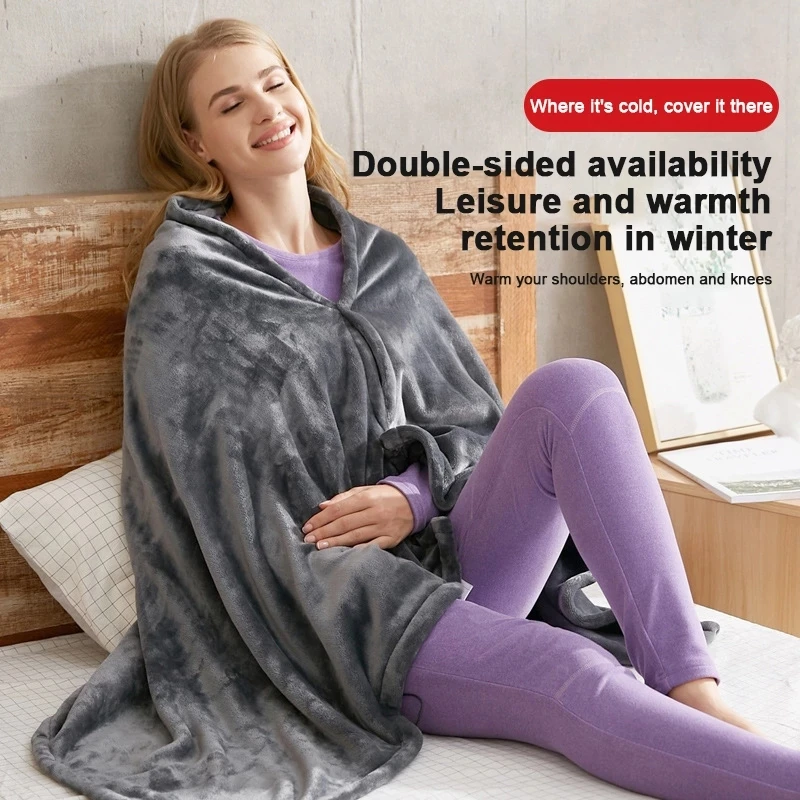 

USB Rechargeable Electric Heating Warm Shawl Blanket Winter Charging Heating Plush Office Home Cover Leg Heating Knee Cape