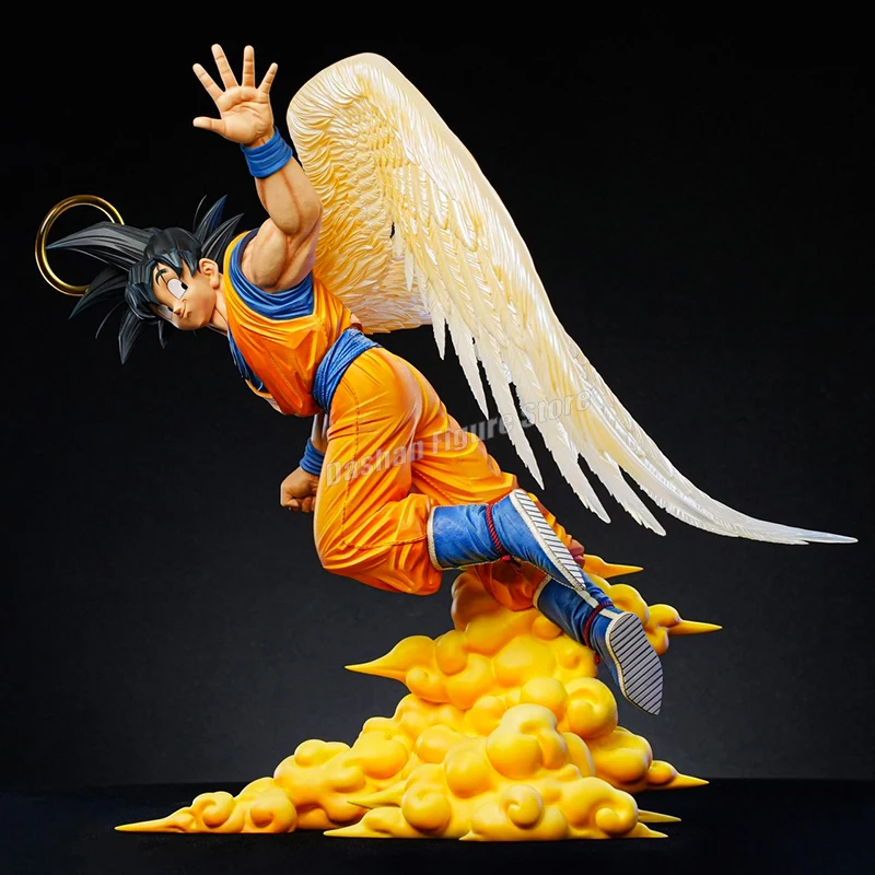 

29cm Anime Dragon Ball Figure Angel Goku Action Figures Statue PVC Collection Doll Goodbye Son Goku With Wings Model Toys Gifts