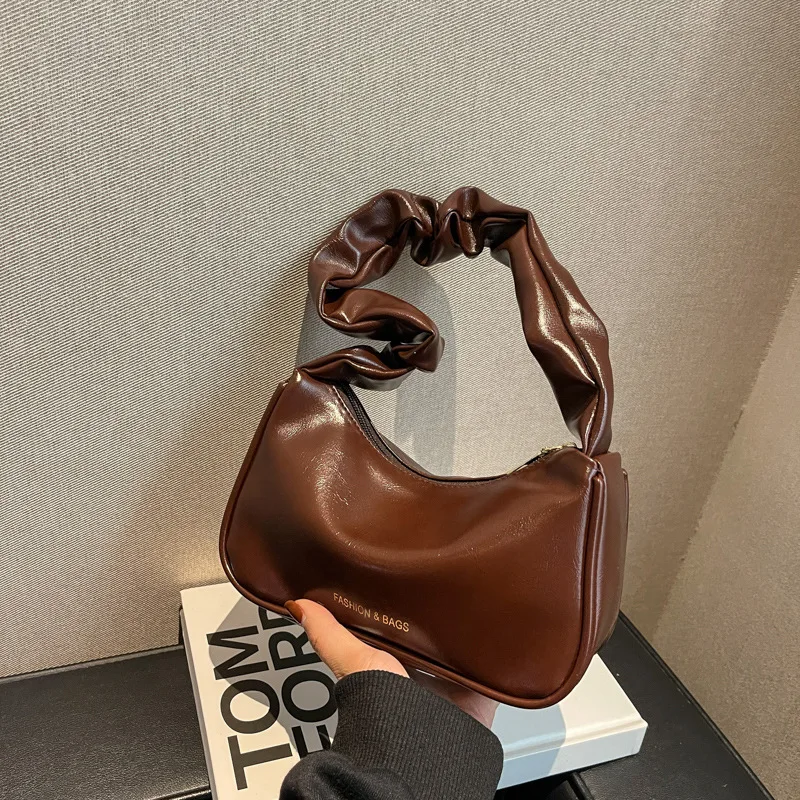 

Women's French Niche Messenger Beach Tote Underarm Bags Female Retro All-match Pleated Phone Single Shoulder Handbags for Women