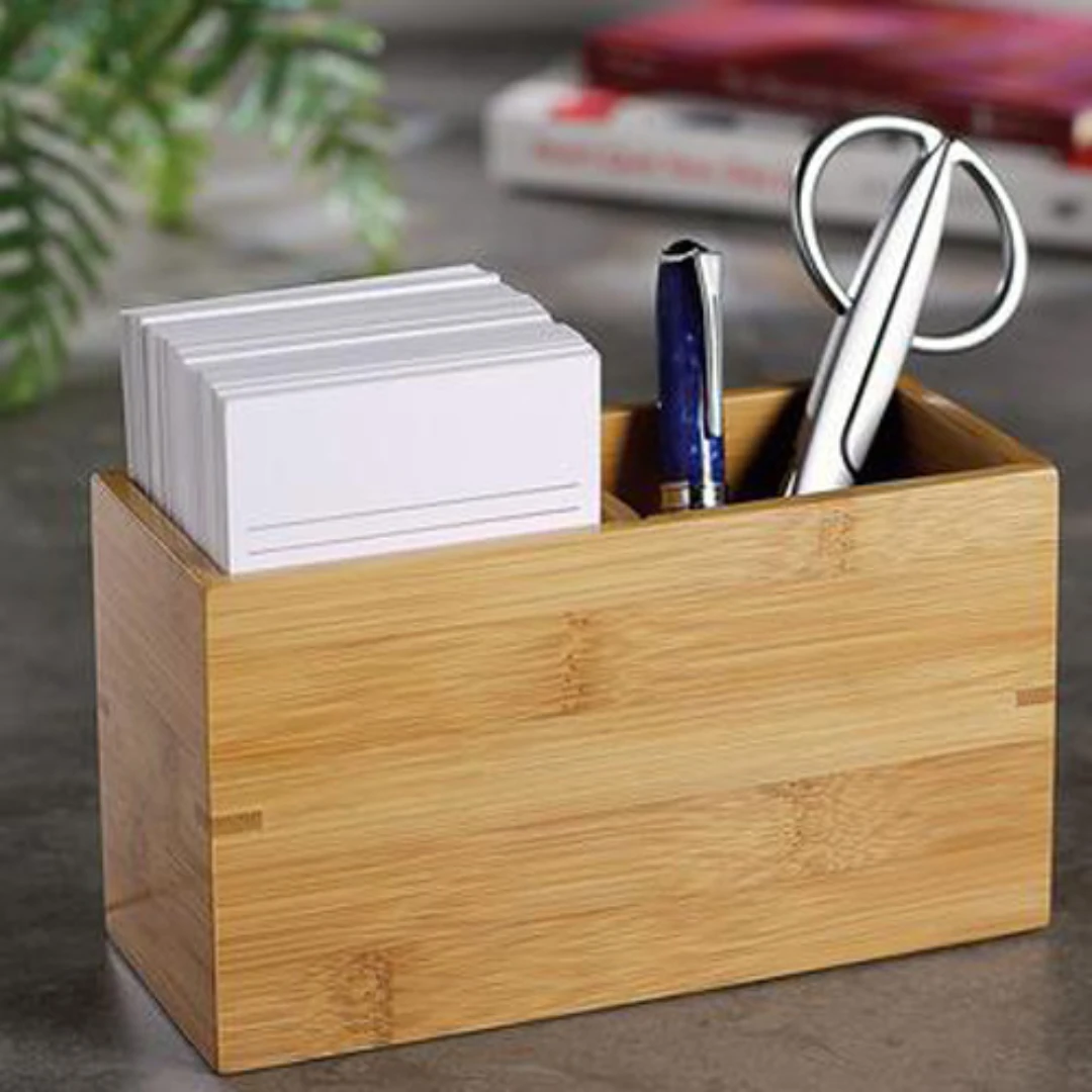 

Бамбуковый Контейнер для ручек, многофункциональный контейнер для хранения, пыленепроницаемый контейнер для канцелярских принадлежносте...