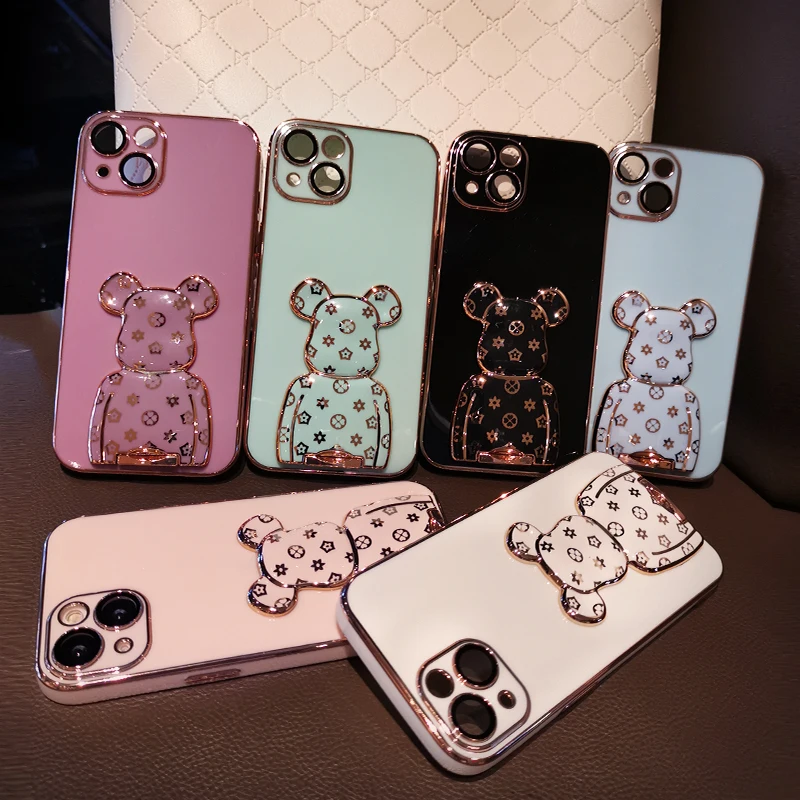 

For IPhone 11 12 13 Mobile Phone Case with Lens Film for IPhone 13 12 11 Pro Max Violent Bear Bracket Promax Protective Case