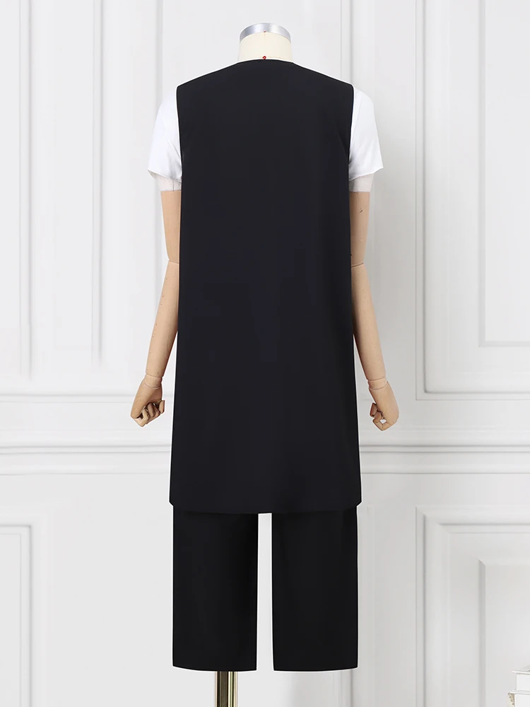 Сексуальные комплекты широких брюк без рукавов 2024 женские модные винтажные топы