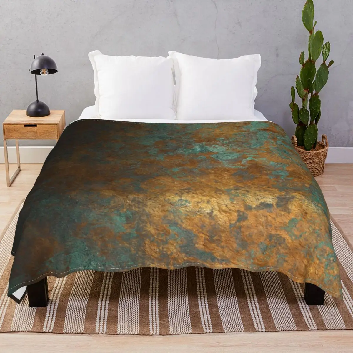 Oxidized Copper Blanket Fleece Autumn/Winter Soft Throw Blankets for Bed Sofa Travel Cinema