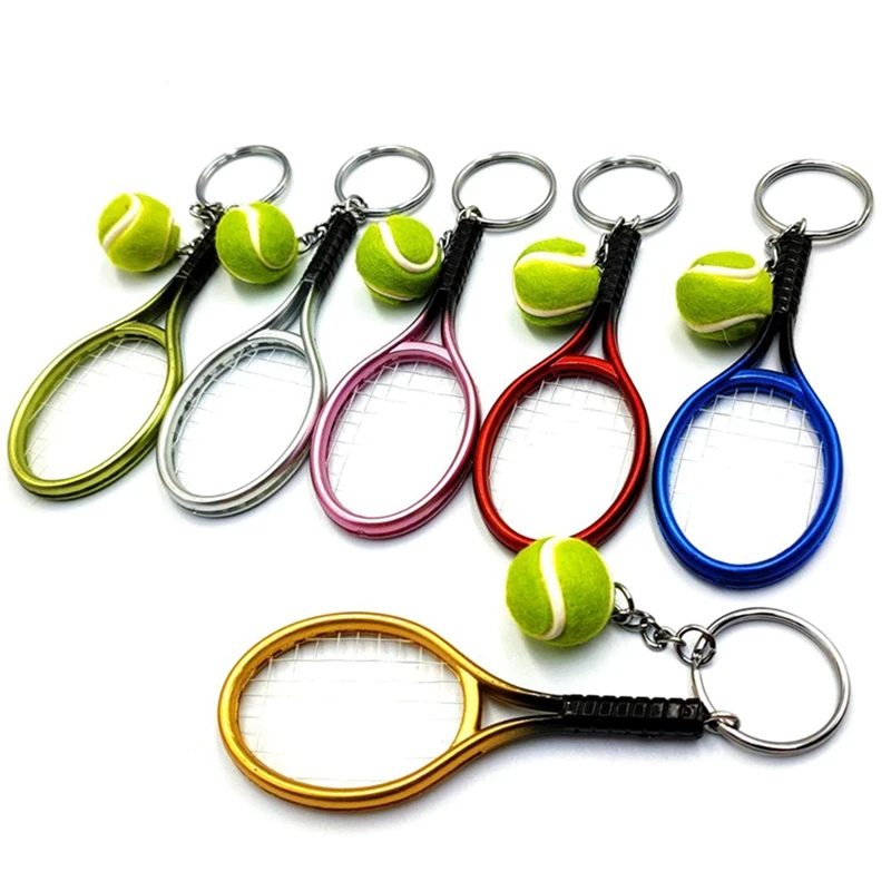 

24Pcs Mini Tennis Racket Ball Keychain Pendant Bag Accessories For Bag Sport Advertisement Fans Souvenirs Key Ring