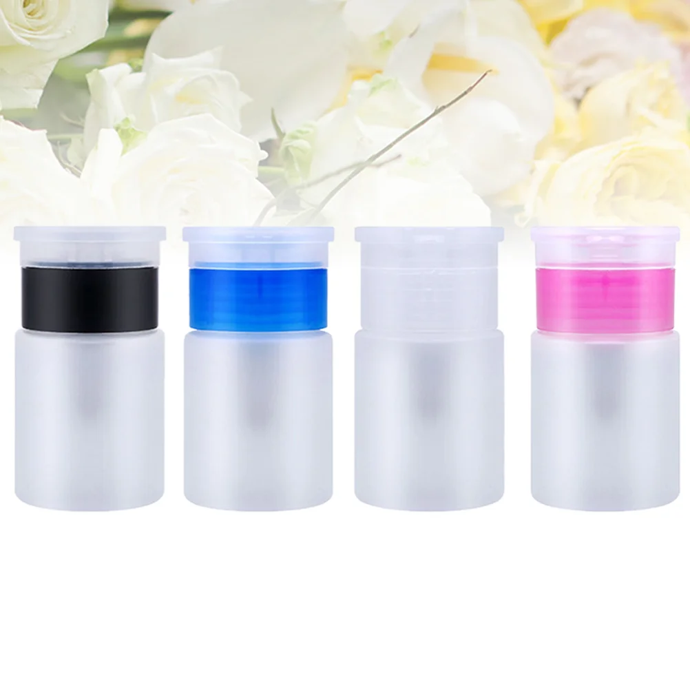

4pcs Push Down Empty Pump Dispensers Remover Bottle Fillable Makeup Containers for Nail ( Mixed Color )