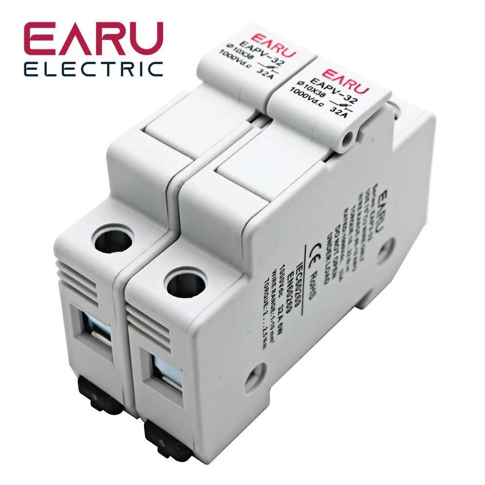 

2P Din Rail Solar PV DC Fuse Holders suitable for 10*38mm DC PV Fuse Link for Solar Photovoltaic System Protection Protector