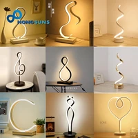 led modern spiral table lamp desk bedside acrylic iron curved light for living room bedroom decoration