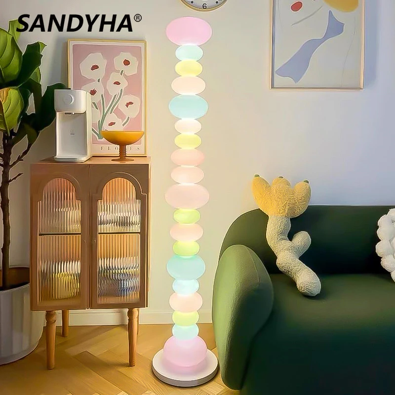 

SANDYHA Rainbow Candy Standing Table Light Creative Children's Room Led Floor Lamps for Living Bedroom Modern Home Decor Fixture