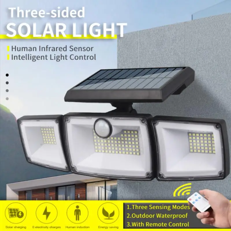 

Уличный настенный светильник на солнечной батарее, водонепроницаемый фонарь с пассивным ИК датчиком движения для парковки, двора, забора, у...