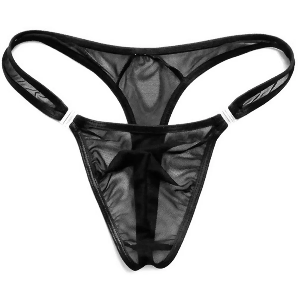 

Gay Mens Thongs And G Strings Mesh See-Through Briefs Gay U Convex Pouch Underwear Mens Sexy Button Underpants Bikini Panties