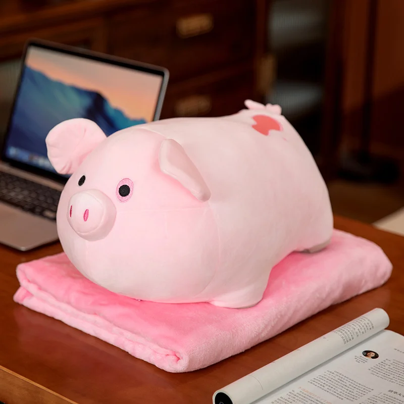 

50 см милые пухлые Мультяшные животные, игрушки из свиньи, Льва, единорога, подушка, супер мягкие куклы с одеялом, хороший подарок на день рождения