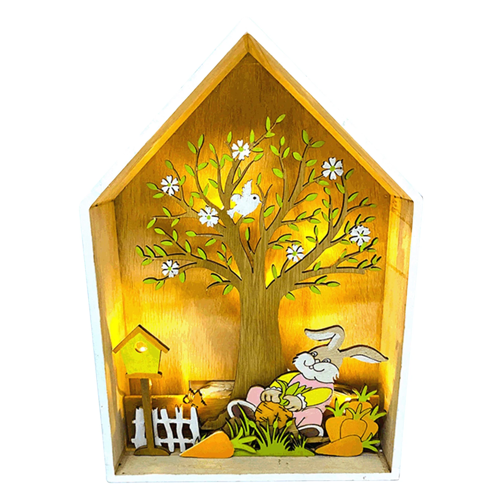 

Пасхальное украшение для дома, деревянный Пасхальный кролик, светящиеся поделки, подарок «сделай сам», праздничное украшение для дома
