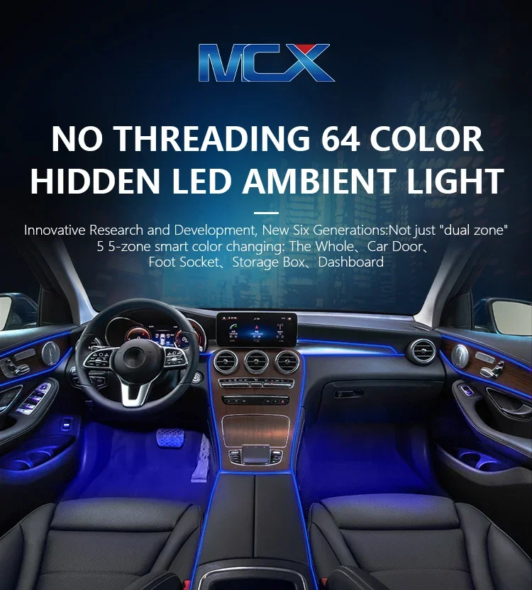 

MCX Smart App Remote Control Strip For Cars Led Atmosphere Light Car Interior Decorative Ambient Light For Honda Fit 2021-2022