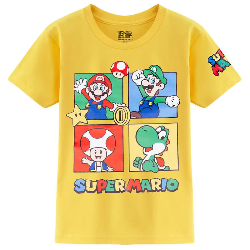 

Super Mario Bros Yoshi Summer Children's Short-Sleeved T-shirt Boys Cotton Mario Clothes Cartoon skin-friendly breathable Top