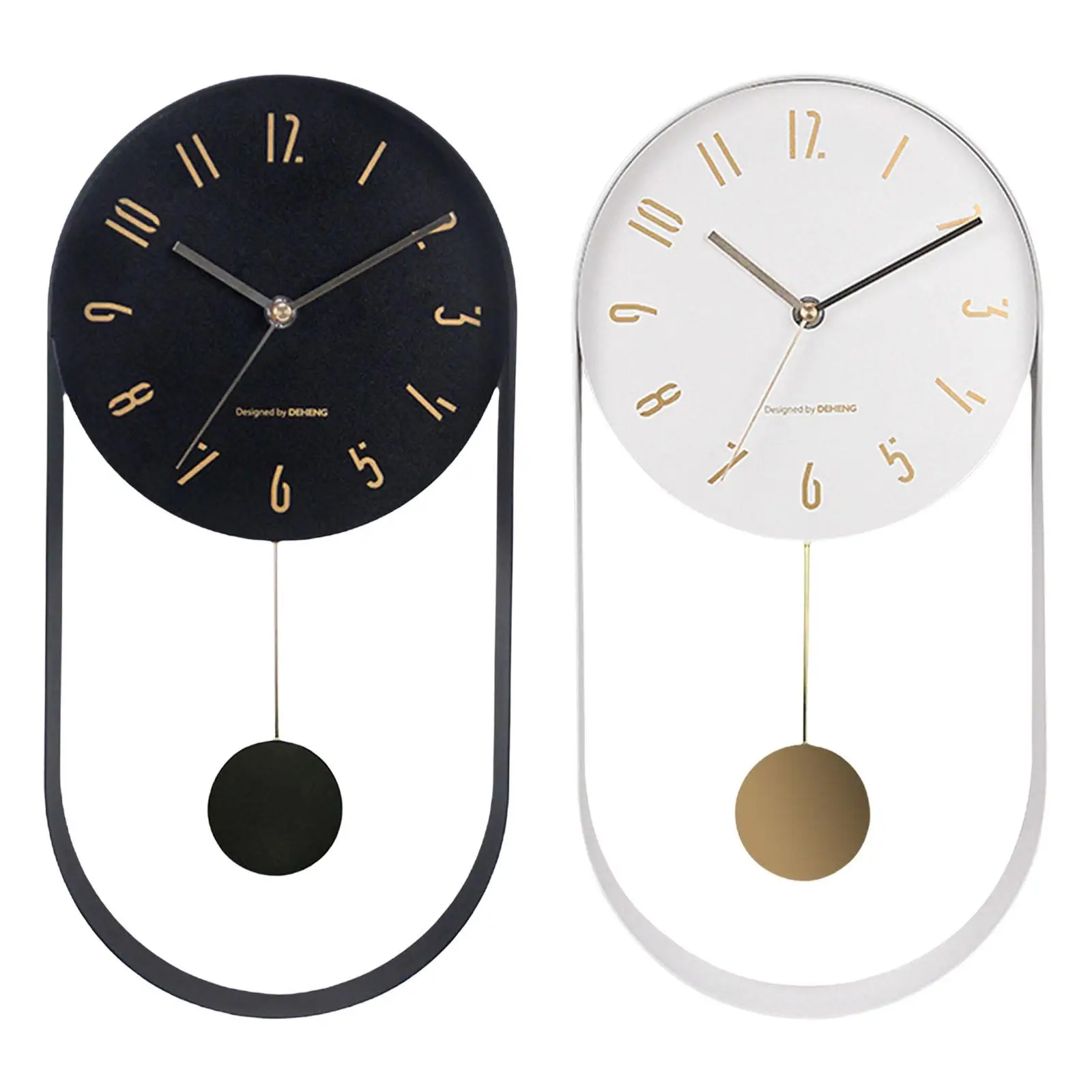 

Minimalist Pendulum Wall Clock Decorative Iron Art Silent Non Ticking Wall Hanging Clocks for Kitchen School Bedroom Decor