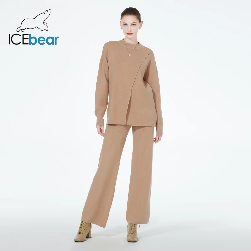 

ICEbear 2023 Женский зимний Повседневный костюм, комплект из 2 предметов, Свитер , широкие брюки на завязках HY016