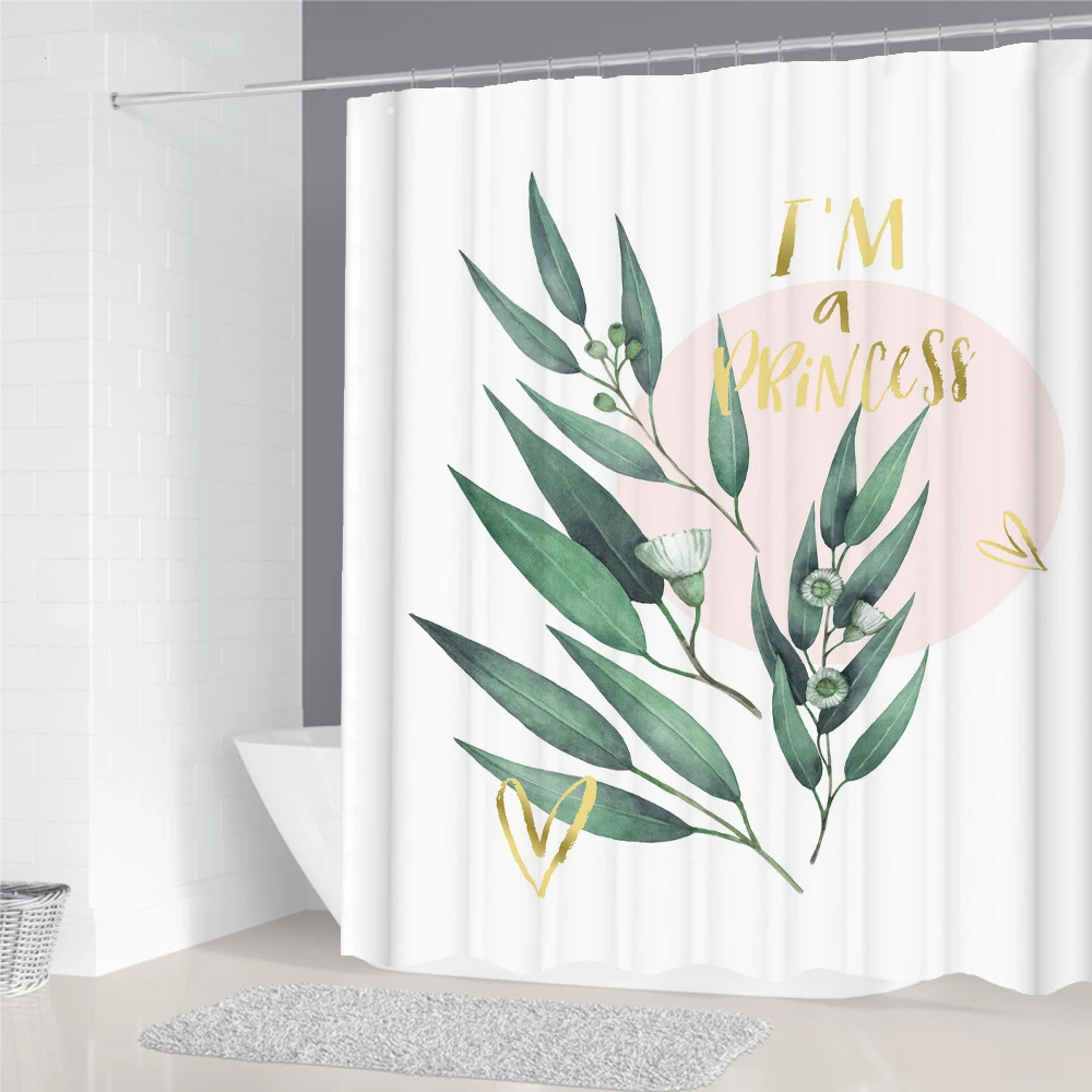 

Nordic simplicity style Plant leaves Printed Shower Curtain With Hook Bathroom Curtain Home Decoration Curtain 3D Bath Curtains