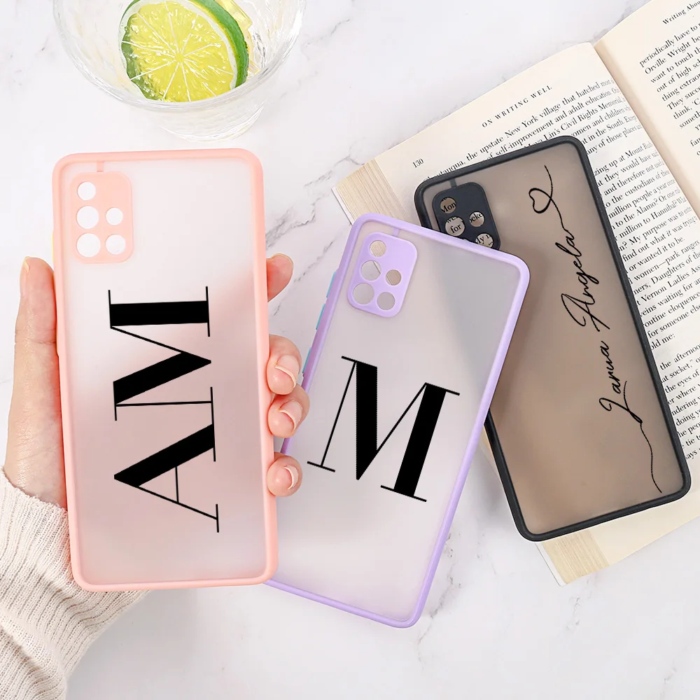 

DIY Custom Name Initial Letter Case For Samsung S22 Ultra A52 A12 A21S A32 A50 A51 A52S 5G A72 A13 A53 A22 S21 Plus S20 FE Cover
