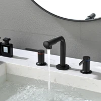 black bathroom basin faucet hot and cold water faucet three holes two handle mixers tap deck mount wash tub fauctes