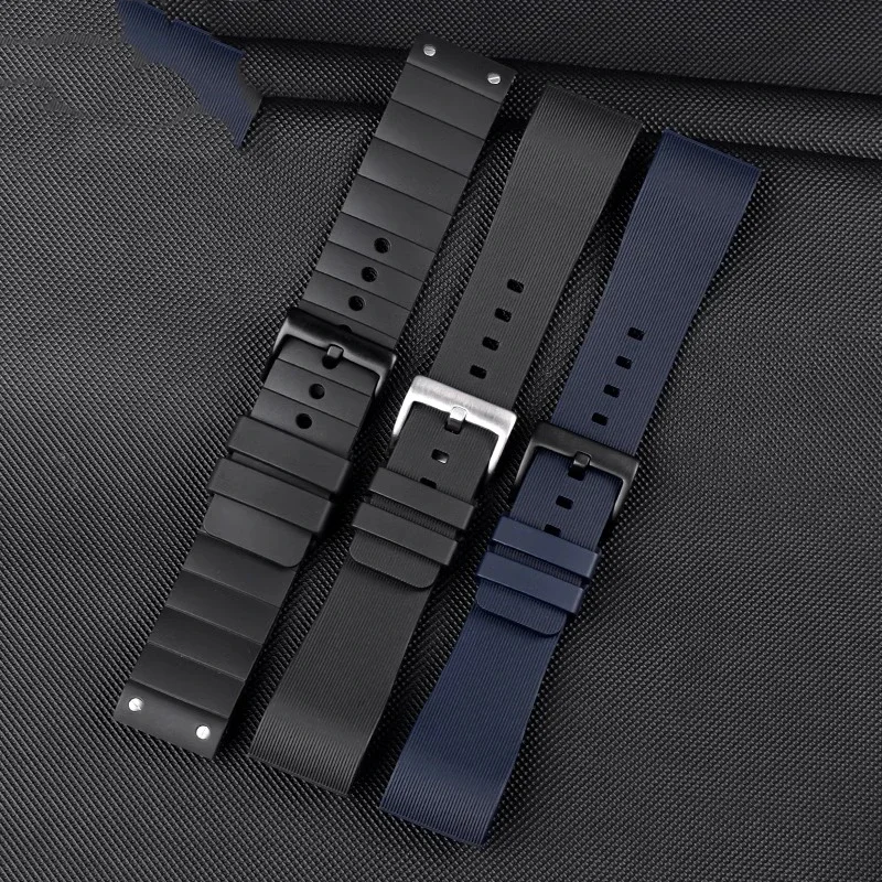 Фото Высококачественный ремешок для часов Cartier Santos 100, резиновый черный ремешок для часов, мужские и женские силиконовые аксессуары, браслет 23 мм №3