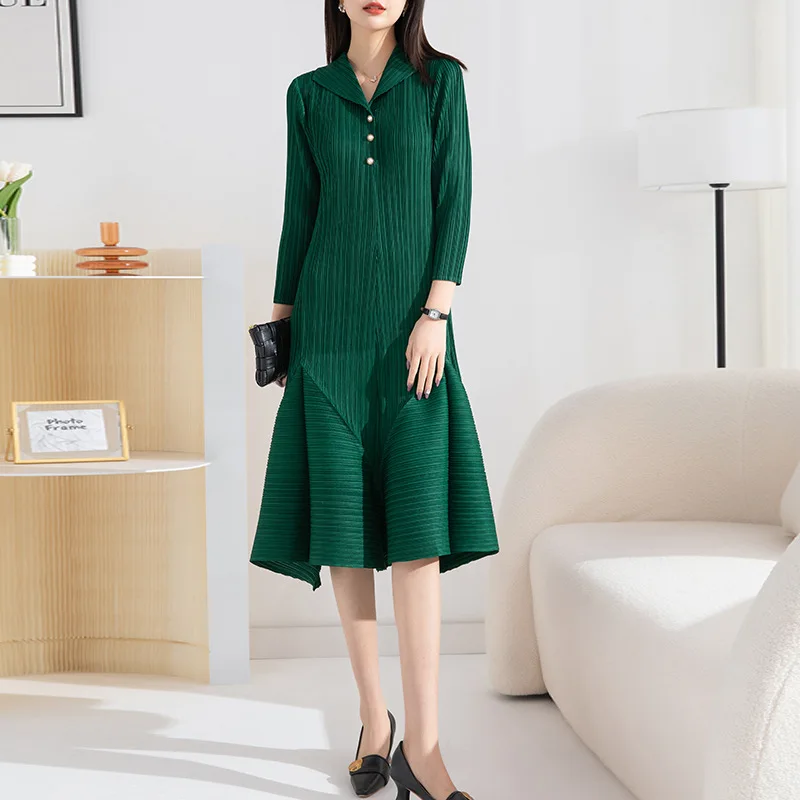 

Новинка 2023, женское платье средней длины, модное летнее однотонное свободное платье миаке «Мике» в стиле принцессы