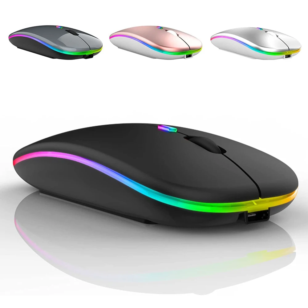 

Wireless Bluetooth Mouse Rechargeable Silent RGB Backlight Mouse For Laptop PC iPad Samsung Huawei Lenovo Android Windows Tablet