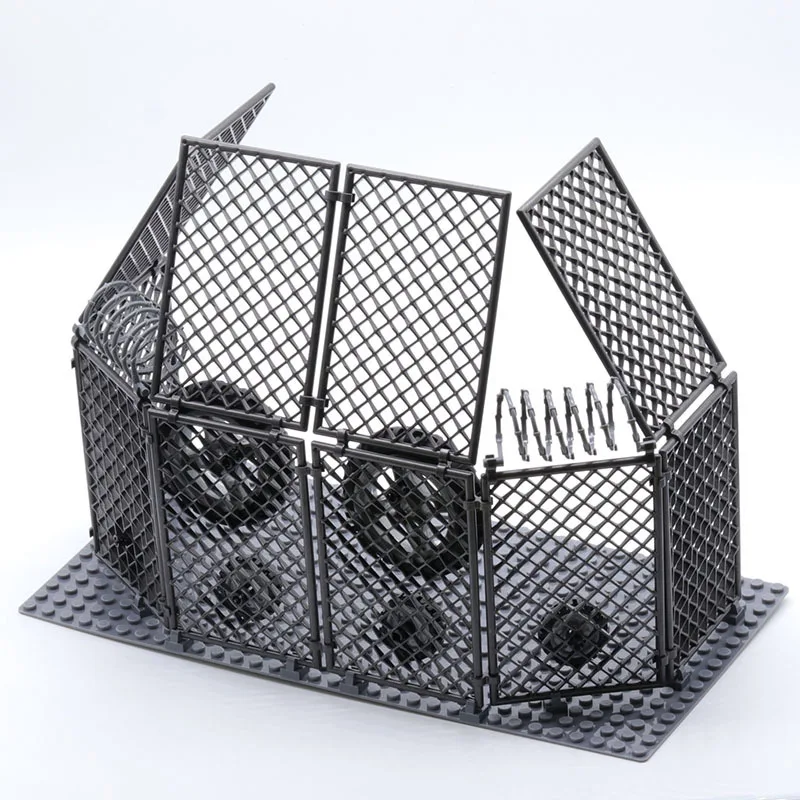 

Military Scene Base Barbed Wire Building Block Accessories Maintenance Garage Fence Isolation Net MOC Compatible Brick Model