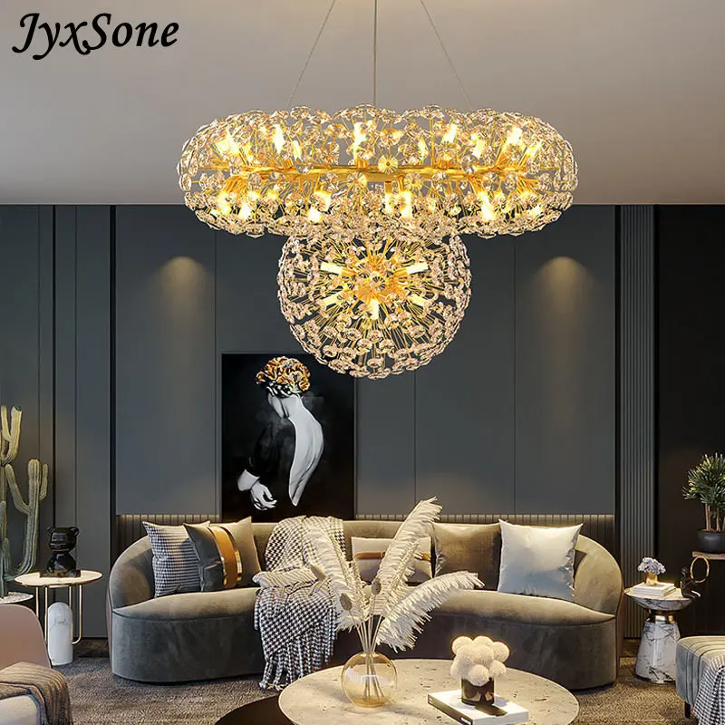 Crystal Ceiling Chandelier Gold Luxury LED Home Decoration Pendant Lights for Living Bedroom Kitchen Dining Room Hanging Lamps