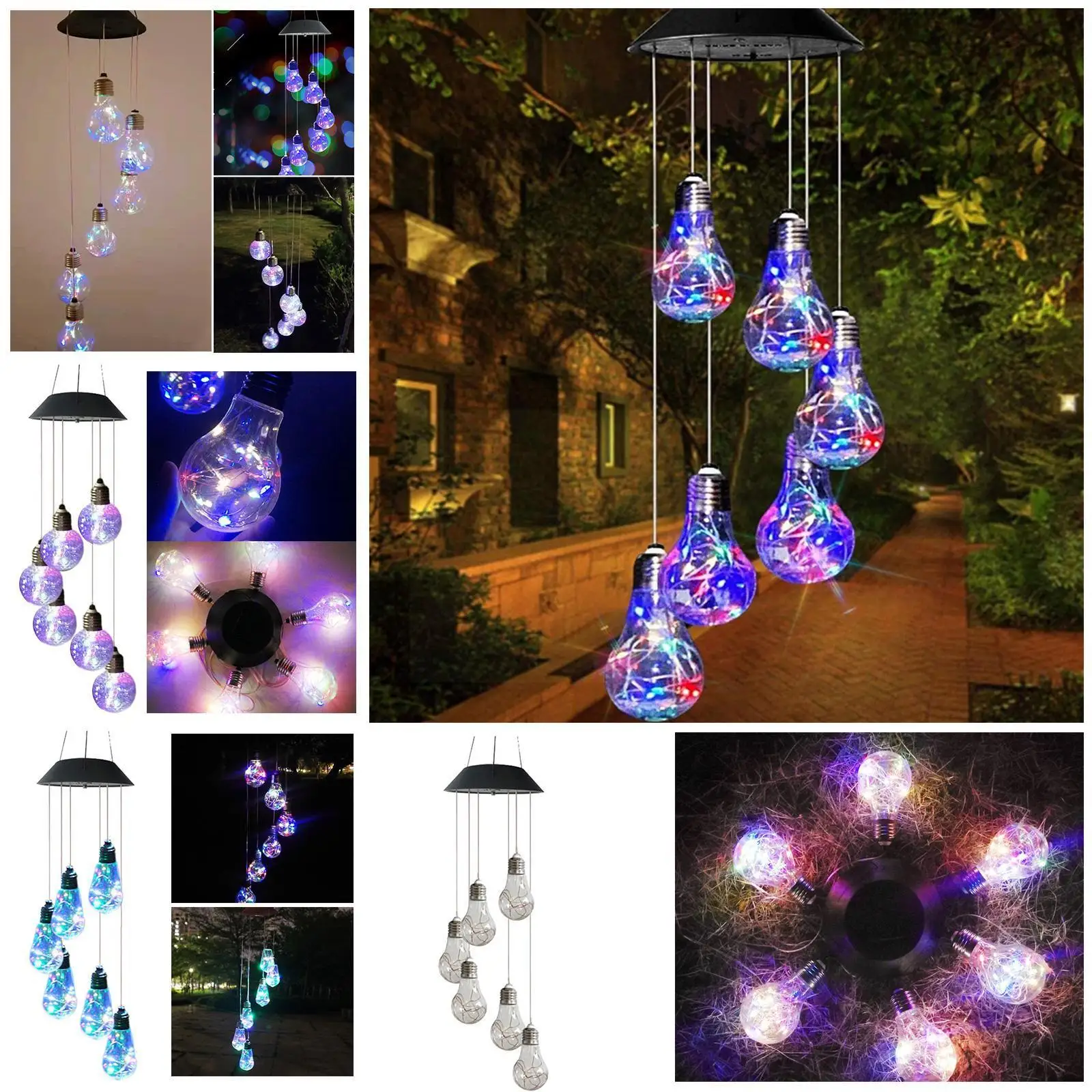 

Светодиодный ная лампа на солнечной батарее с подвеской-колокольчиком, лампа с папайей, лампа с изменением цвета на Хэллоуин, лампа с горячи...