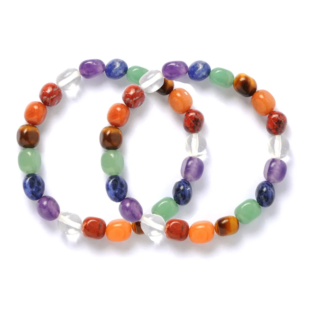 

Unshaped Yoga Colorful Stone Charm Bracelet & Bangle For Women Men Reiki Healing Natural Mineral Rock Crystal Agate Bracelets