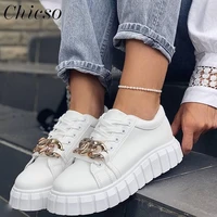 womens sport shoes with chain 2022 spring autumn fashion ladies lace up casual vulcanized shoes 36 43 running jump sneakers