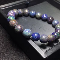 natural black opal bracelet round beads colorful opal gemstone 10 3mm flash light stretch women men jewelry aaaaa