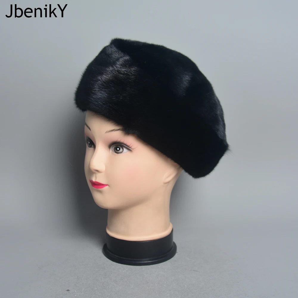 Hot Sale Fashion Ladies Genuine Mink Fur Beanies Hat Full Pelt Luxurious Women Real Mink Fur Hats Winter Warm Fur Caps