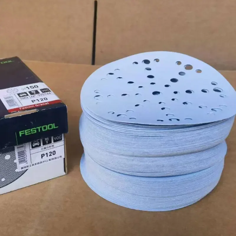 Фото FESTOOL шлифовальные диски, шлифовальный диск синего граната, 6 дюймов, 48 отверстий, круглый абразивный автомобильный плотник, зернистость 80-500, сетка 80-500 №5