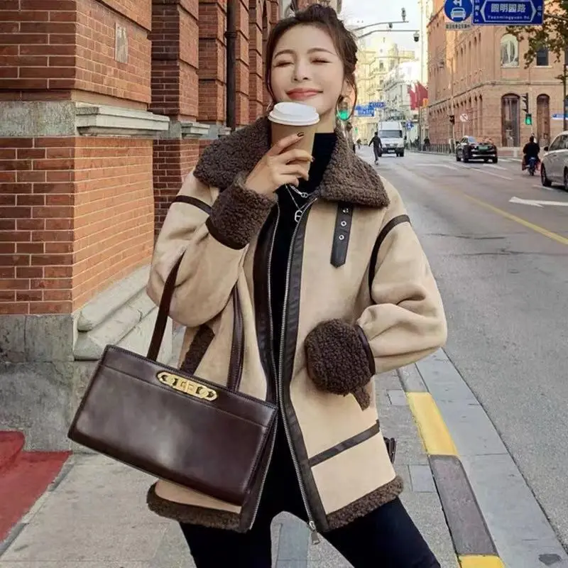 Женская байкерская куртка на молнии QWEEK плотные Куртки из искусственной овечьей