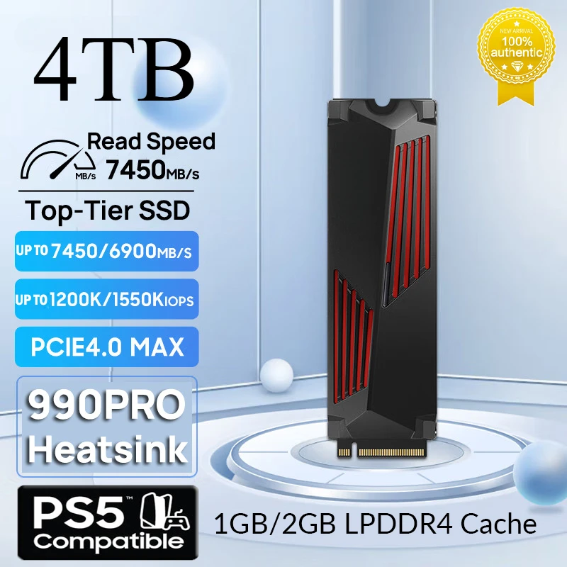 990Pro 7450 МБ/с SSD NVMe M.2 2280 2 ТБ 1 Внутренний твердотельный жесткий диск M2 PCIe 4.0x4