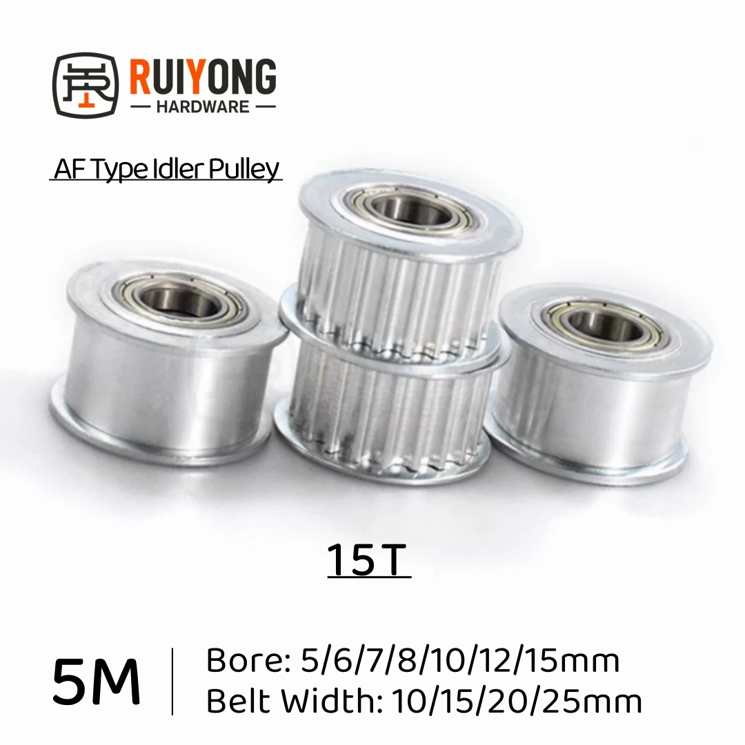 

HTD5M Timing Pulley Idler Pulley 15Teeth AF Type Bore 5/6/7/8/10/12/15mm Belt Width 10/15/20/25mm 3D printed parts 5gt