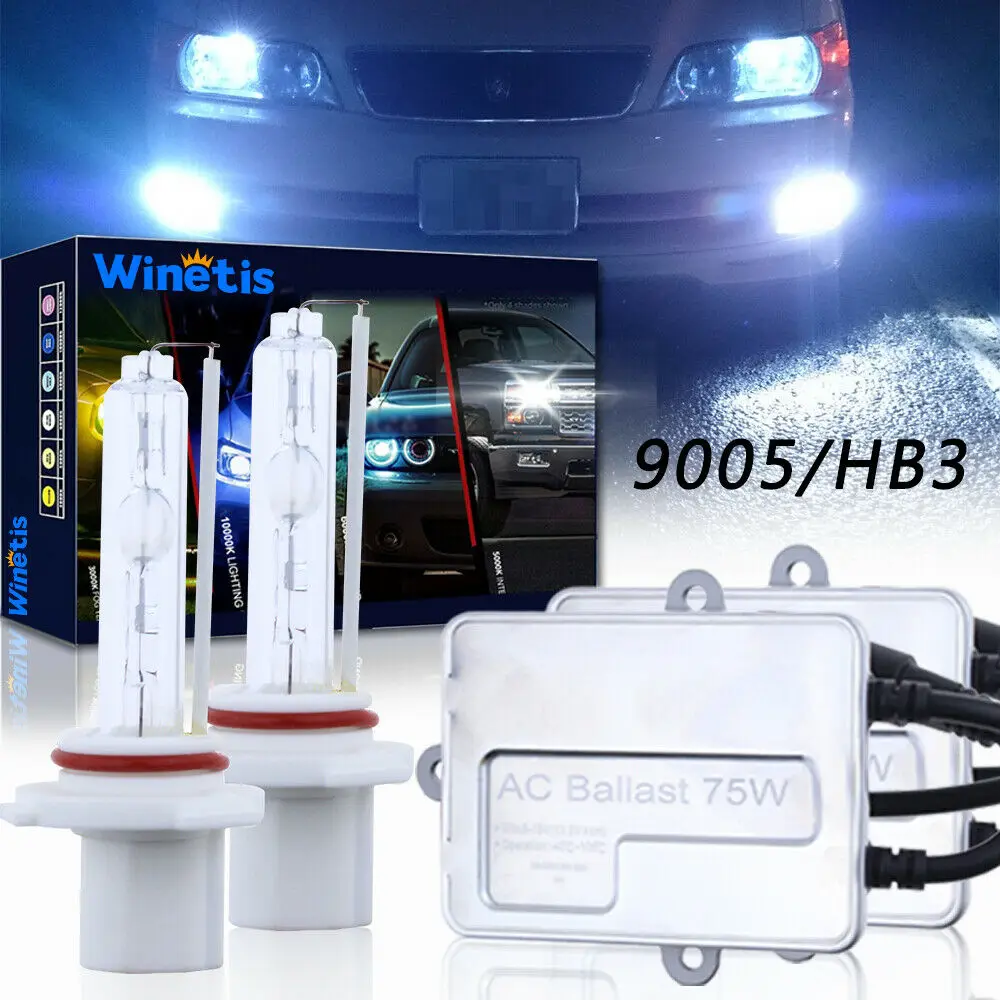 

75W Winetis 9005 Hb3 Hid Xenon Headlight Bulbs Kit High Beam 8000K Ice Blue